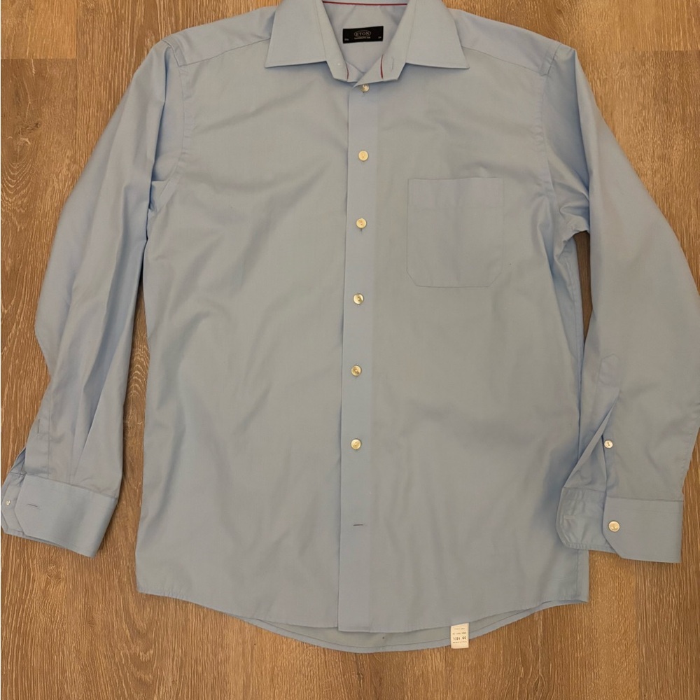 Eton Shirt Mens 15.5 39 Slim Fit Blue Button Up Formal Business Office Dress Top